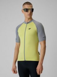 4F Koszulka kolarska męska - żółta XL. Żółte t-shirty 4F, m, bez wzorów, bez kołnierzyka, bez ramiączek. Za 159.99 zł.