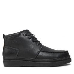 Trzewiki Lee Cooper. Czarne botki sznurowane Lee Cooper, bez wzorów, bez obcasa, bez zapięcia. Za 299.99 zł.