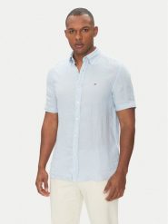 Tommy Hilfiger Koszula MW0MW35207 Błękitny Regular Fit. Niebieskie koszule Tommy Hilfiger, m, bez wzorów, ze lnu, bez kołnierzyka, bez ramiączek. Za 349.99 zł.