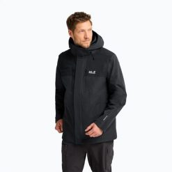 Kurtka przeciwdeszczowa męska Jack Wolfskin Jasper Pro 2L. Czarne kurtki Jack Wolfskin, l, bez wzorów, z materiału, bez kaptura. Za 1,099.00 zł.