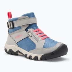 Buty turystyczne juniorskie KEEN Targhee Boundless. Niebieskie buty trekkingowe Keen, bez wzorów, bez zapięcia. Za 269.99 zł.