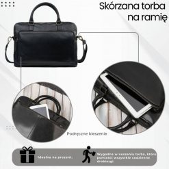 Torba męska na ramię skórzana na laptopa dokumenty A4 czarna Paolo Peruzzi IM-06-BL. Czarne torby na laptopa . Za 233.70 zł.