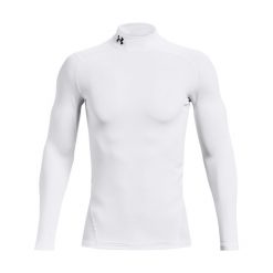 Maillot de compression à manches longues Under Armour ColdGear Mock Blanc. Białe odzież kompresyjna Under Armour, xs, bez wzorów, z elastanu, na fitness i siłownię. Za 263.95 zł.