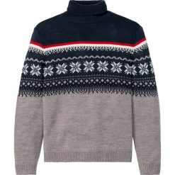Sweter z golfem w norweski wzór. Szare golfy bonprix, l, bez wzorów, bez kołnierzyka, bez ramiączek. Za 102.99 zł.