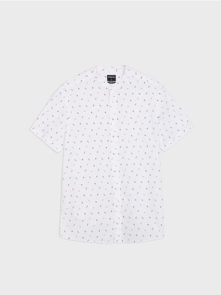 Koszula regular fit ze stójką - biały. Białe koszule Sinsay, l, bez wzorów, bez kołnierzyka, bez ramiączek. Za 39.99 zł.