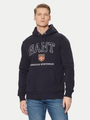 Gant Bluza 2044004 Granatowy Regular Fit. Niebieskie bluzy GANT, m, bez wzorów, z bawełny, bez kaptura. Za 329.99 zł.