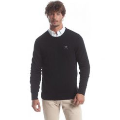 Polo Club C.H.A sweter męski M czarny. Czarne swetry nierozpinane Polo Club C.H..A, m, bez wzorów, bez kołnierzyka, bez ramiączek. W wyprzedaży za 191.00 zł.