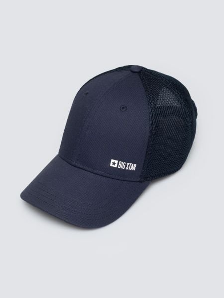 Czapka męska z daszkiem z kontrastowym logo granatowa Vintyg 403. Niebieskie czapki z daszkiem BIG STAR, na lato, bez wzorów. Za 79.99 zł.