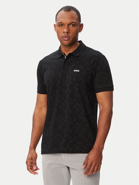 BOSS Polo Swing 50564801 Czarny Regular Fit. Czarne koszulki polo Boss, m, bez wzorów, z bawełny, bez kołnierzyka, bez ramiączek. Za 549.99 zł.