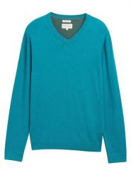 Tom Tailor Sweter w kolorze turkusowym rozmiar: XL. Niebieskie swetry nierozpinane Tom Tailor, xl, bez wzorów, z bawełny, bez kołnierzyka, bez ramiączek. Za 101.23 zł.