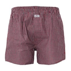 Bokserki Luźne, Czerwone w Kratkę, Majtki z Rozporkiem na Guziki, Bawełniane -Pako Jeans. Czerwone bokserki Pako Jeans, m, bez wzorów, z bawełny. Za 33.00 zł.