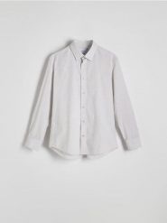 Koszula regular z bawełny egipskiej - jasnoszary. Szare koszule Reserved, l, bez wzorów, z bawełny, bez kołnierzyka, bez ramiączek. W wyprzedaży za 39.99 zł.