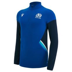 Wodoodporna kurtka 1/4 zip Écosse Travel 2022/23. Niebieskie kurtki przeciwdeszczowe Macron, m, bez wzorów, bez kaptura. Za 278.50 zł.