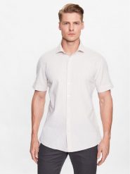 Lindbergh Koszula 30-203431 Beżowy Slim Fit. Brązowe koszule Lindbergh, l, bez wzorów, z bawełny, bez kołnierzyka, bez ramiączek. Za 109.99 zł.