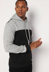 Czarna Bluza z Bawełną z Kieszenią Kangurek i Kapturem Nevisara. Czarne bluzy Born2be, m, bez wzorów, z bawełny. W wyprzedaży za 59.49 zł.