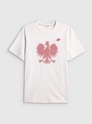 4F Koszulka kibica męska - biała S. Białe t-shirty 4F, bez wzorów, z bawełny, bez ramiączek. Za 79.99 zł.