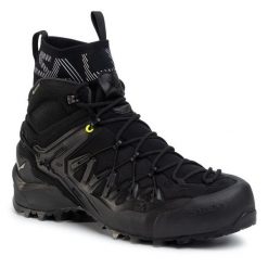 Trekkingi Salewa. Czarne botki sznurowane Salewa, bez wzorów, z gore-texu, bez obcasa, bez zapięcia. Za 1,099.00 zł.
