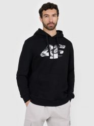 4F Bluza dresowa nierozpinana z kapturem męska - czarna S. Czarne bluzy z kapturem 4F, m, bez wzorów, z dresówki, z kapturem. Za 249.99 zł.