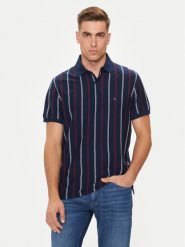 Tommy Hilfiger Polo Vertical MW0MW35627 Granatowy Regular Fit. Niebieskie koszulki polo Tommy Hilfiger, m, bez wzorów, z bawełny, bez kołnierzyka, bez ramiączek. Za 279.99 zł.