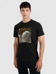 4F T-shirt regular z nadrukiem męski - czarny 3XL. Czarne t-shirty 4F, m, bez wzorów, z bawełny, bez kołnierzyka, bez ramiączek. Za 69.99 zł.