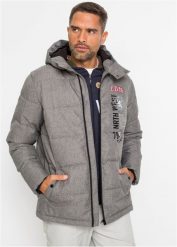 Kurtka outdoorowa ocieplana. Szare kurtki bonprix, na zimę, m, bez wzorów, bez kaptura. Za 399.99 zł.