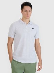 4F Koszulka polo w kolorze szarym rozmiar: S. Szare koszulki polo 4F, s, bez wzorów, bez kołnierzyka, bez ramiączek. Za 39.77 zł.