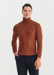 PAKO LORENTE - Golf męski w rudym kolorze. Brązowe golfy Pako Lorente, m, bez wzorów, z nylonu, bez ramiączek. Za 119.99 zł.