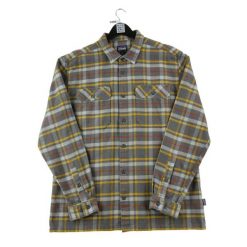 Second life - Męska koszula w kratę w kolorze szarym - Jak nowy. Szare koszule Patagonia, m, bez wzorów, bez kołnierzyka, bez ramiączek. Za 230.00 zł.