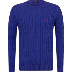 Sweter w kolorze niebieskim. Niebieskie swetry nierozpinane Denim Culture, l, bez wzorów, z bawełny, bez kołnierzyka, bez ramiączek. W wyprzedaży za 159.95 zł.