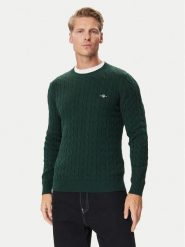 Gant Sweter 8050601 Zielony ciemny Regular Fit. Zielone swetry rozpinane GANT, l, bez wzorów, z bawełny, bez kołnierzyka, bez ramiączek. Za 526.99 zł.