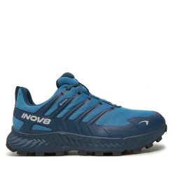 Trekkingi Inov-8. Niebieskie buty trekkingowe Inov-8, bez wzorów, z gore-texu, bez zapięcia. Za 739.99 zł.