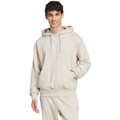Bluza męska ADIDAS Essentials Feelcozy Fleece - beżowa. Brązowe bluzy z kapturem Adidas, m, bez wzorów, z bawełny. Za 178.99 zł.