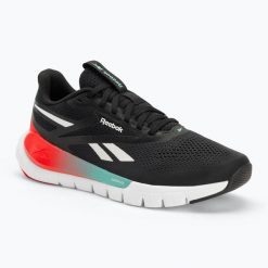 Buty treningowe męskie Reebok Flex Trainer black/energy red/ai aqua. Czarne buty treningowe Reebok, bez wzorów, na fitness i siłownię. Za 279.99 zł.