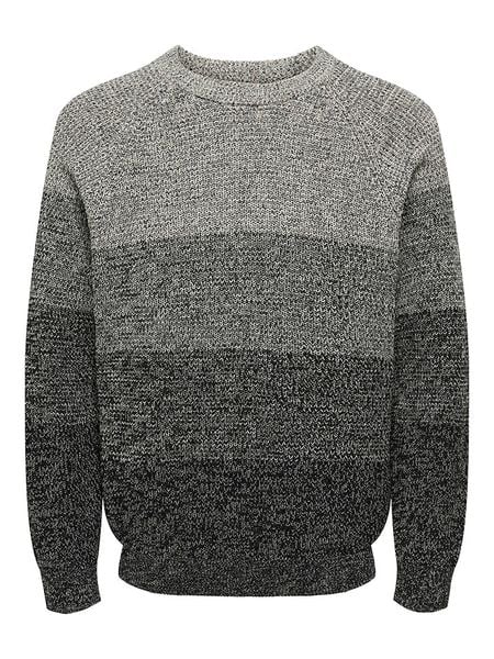 ONLY & SONS Sweter "Birk" w kolorze czarno-szarym rozmiar: XXL. Czarne swetry nierozpinane Only & Sons, xxl, bez wzorów, z bawełny, bez kołnierzyka, bez ramiączek. Za 126.45 zł.