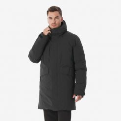 Second Life - Kurtka puchowa turystyczna męska Quechua NH900 Warm wodoodporna. Czarne kurtki QUECHUA, na jesień, l, bez wzorów, z materiału, z kapturem. Za 499.00 zł.
