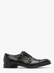 Czarne półbuty męskie z ozdobną cholewką MAURICE. Czarne eleganckie półbuty Ryłko, bez wzorów, ze skóry, bez obcasa, bez zapięcia. Za 549.99 zł.