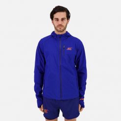 Kurtka przeciwwiatrowa wodoodporna Męska Bieganie MID-ULTRA WINDBREAKER. Niebieskie kurtki BODYCROSS, na zimę, m, bez wzorów, bez kaptura, do biegania. Za 640.99 zł.
