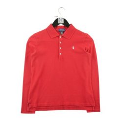 Second life - Męskie czerwone polo z długim rękawem - Jak nowy. Czerwone bluzki z długim rękawem RALPH LAUREN, m, bez wzorów, bez kołnierzyka, bez ramiączek, na golfa. Za 127.76 zł.