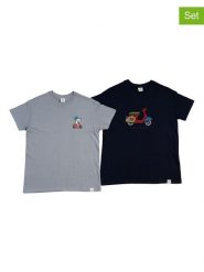 The Time of Bocha Koszulki (2 szt.) w kolorze szarym i granatowym rozmiar: L. Niebieskie bezrękawniki The Time of Bocha, l, bez wzorów, z bawełny, bez kołnierzyka, bez ramiączek. Za 86.99 zł.