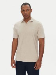 BOSS Polo Pe_Doubletowel 50539869 Beżowy Relaxed Fit. Brązowe koszulki polo Boss, m, bez wzorów, z bawełny, bez kołnierzyka, bez ramiączek. Za 349.99 zł.
