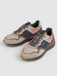 Pepe Jeans FOOTWEAR Skórzane sneakersy w kolorze beżowo-szarym rozmiar: 42. Brązowe buty sportowe casual Pepe Jeans FOOTWEAR, bez wzorów, z jeansu, bez zapięcia. Za 189.29 zł.