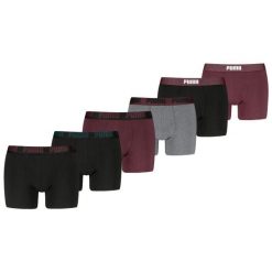 Puma bokserki męskie 6-pack Black / Burgundy / Grey. Czerwone bokserki Puma, m, bez wzorów, z bawełny. W wyprzedaży za 286.22 zł.