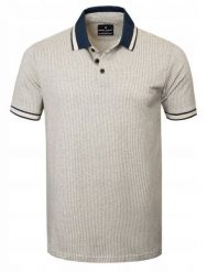 Męska Koszulka Polo - Pako Jeans - Beżowa, Drobny Wzorek. Brązowe koszulki polo Pako Jeans, l, bez wzorów, z bawełny, bez kołnierzyka, bez ramiączek. Za 129.00 zł.