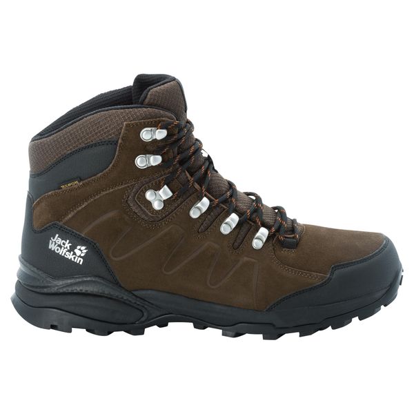 Buty trekkingowe męskie Jack Wolfskin Refugio Texapore Mid. Brązowe buty turystyczne Jack Wolfskin, bez wzorów, z materiału, za kostkę, bez zapięcia, trekkingowe. Za 719.99 zł.