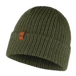 Czapka ciepła z wełną knitted Kort. Zielone czapki zimowe Buff, bez wzorów, z wełny. Za 98.99 zł.