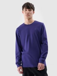 4F Longsleeve regular gładki męski - granatowy XXL. Niebieskie bluzki z długim rękawem 4F, m, bez wzorów, z bawełny, bez kołnierzyka, bez ramiączek. W wyprzedaży za 49.99 zł.