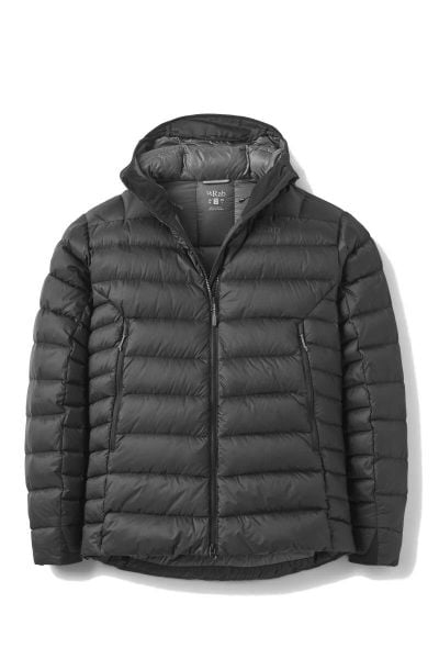 Kurtka trekkingowa puchowa męska Electron Pro Hoody. Czarne kurtki RAB, l, bez wzorów, z puchu, z kapturem. Za 1,419.99 zł.