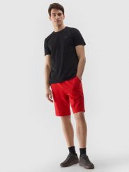 4F Spodenki dresowe męskie - czerwone 3XL. Czerwone krótkie spodenki sportowe 4F, l, bez wzorów, z bawełny. W wyprzedaży za 59.99 zł.