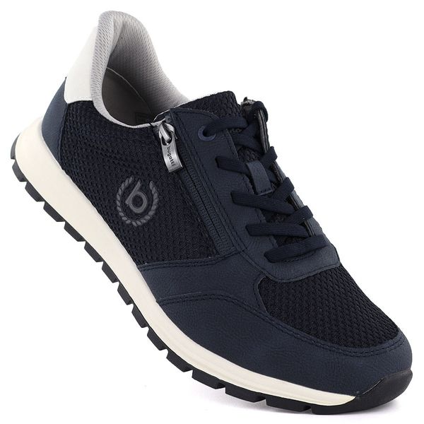 Sneakersy męskie lekkie na suwak granatowe Bugatti 325-ATL02-2500-4100. Buty sportowe casual Bugatti, bez wzorów, z tkaniny, bez zapięcia. Za 147.00 zł.