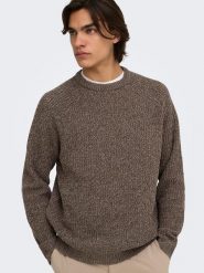ONLY & SONS Sweter "Join" w kolorze brązowym rozmiar: XXL. Brązowe swetry nierozpinane Only & Sons, xxl, bez wzorów, bez kołnierzyka, bez ramiączek. Za 154.95 zł.
